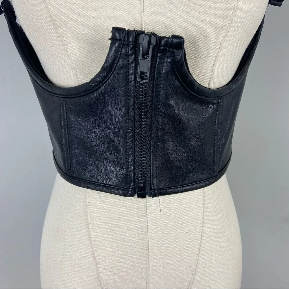 POSTER GIRL Womens M Black Underbust Zippered Corset Grunge Punk‎ Renaissance